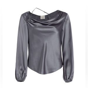 NWT Cinq à Sept Jordy Cowlneck Silk Top, Size XS
